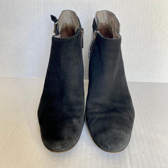 AQUATALIA Vela Boots Ankle Booties Suede Croc Black Buckle Silver Block Heel 9 - Picture 5 of 11